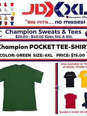 Big & Tall Champion Pocket T Shirt 6XL Green